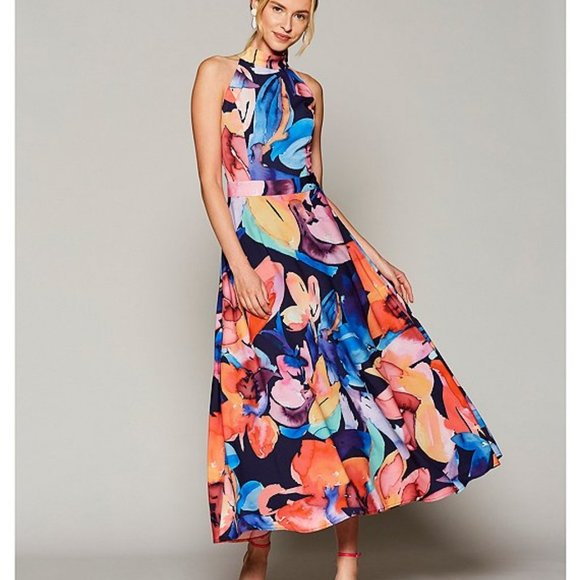 Tahari Dresses & Skirts - TAHARI Abstract Floral Print Maxi Dress